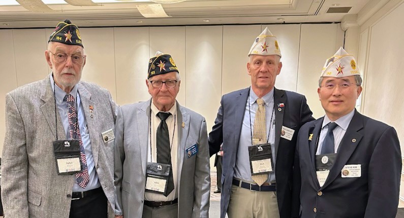 DVC 2nd Div Comm Steve Kim with No. 1 & 11th Dist Comm John Potts with No. 1 Pin for Membership at Mid Winter 2026